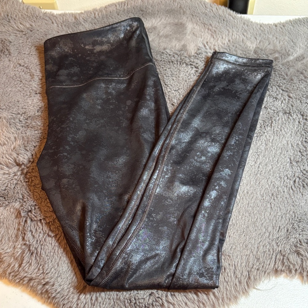 Athleta Metallic Black High-Rise Leggings Size Small
